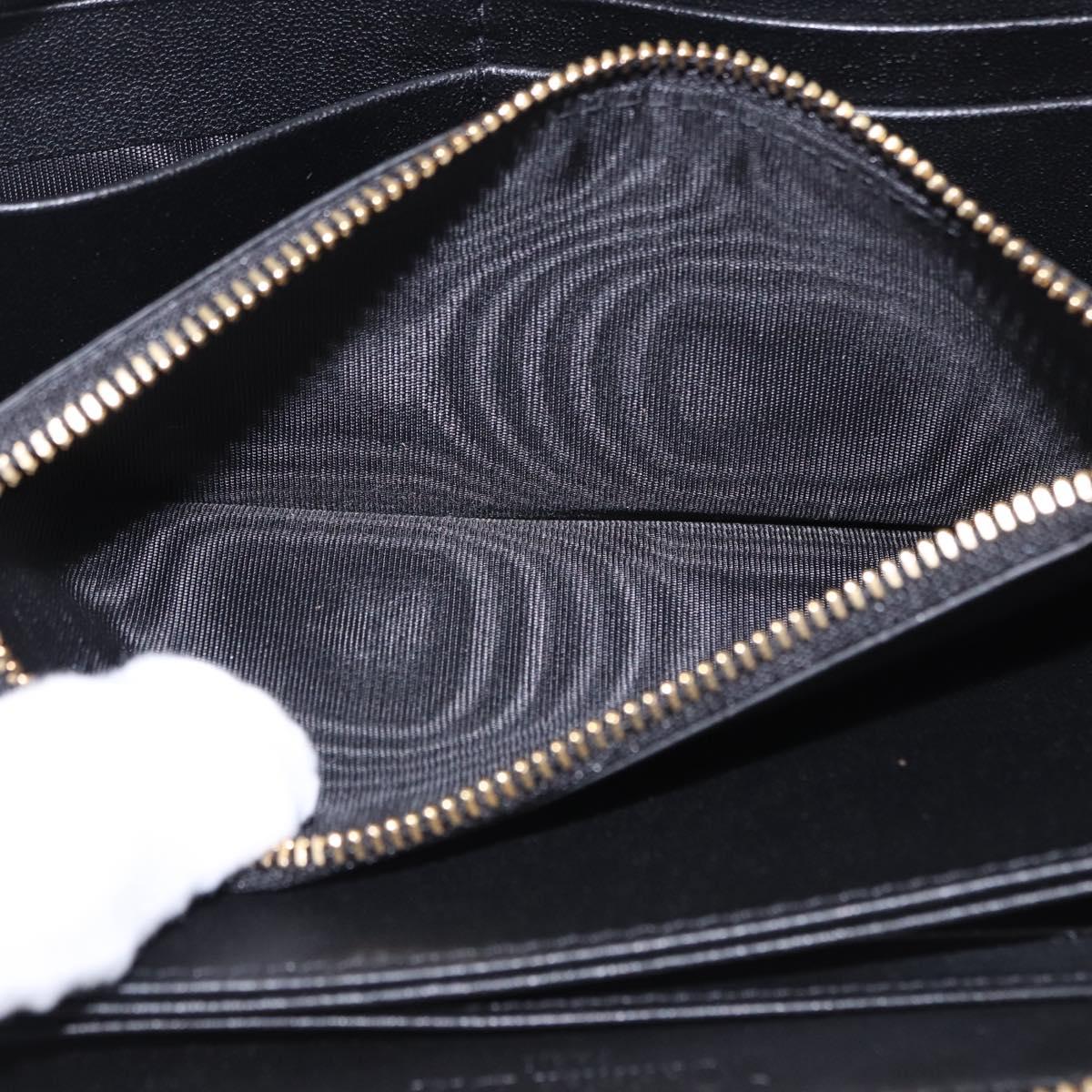 Christian Dior Lady Dior Canage Long Wallet Lamb Skin Black Gold Auth 191131M