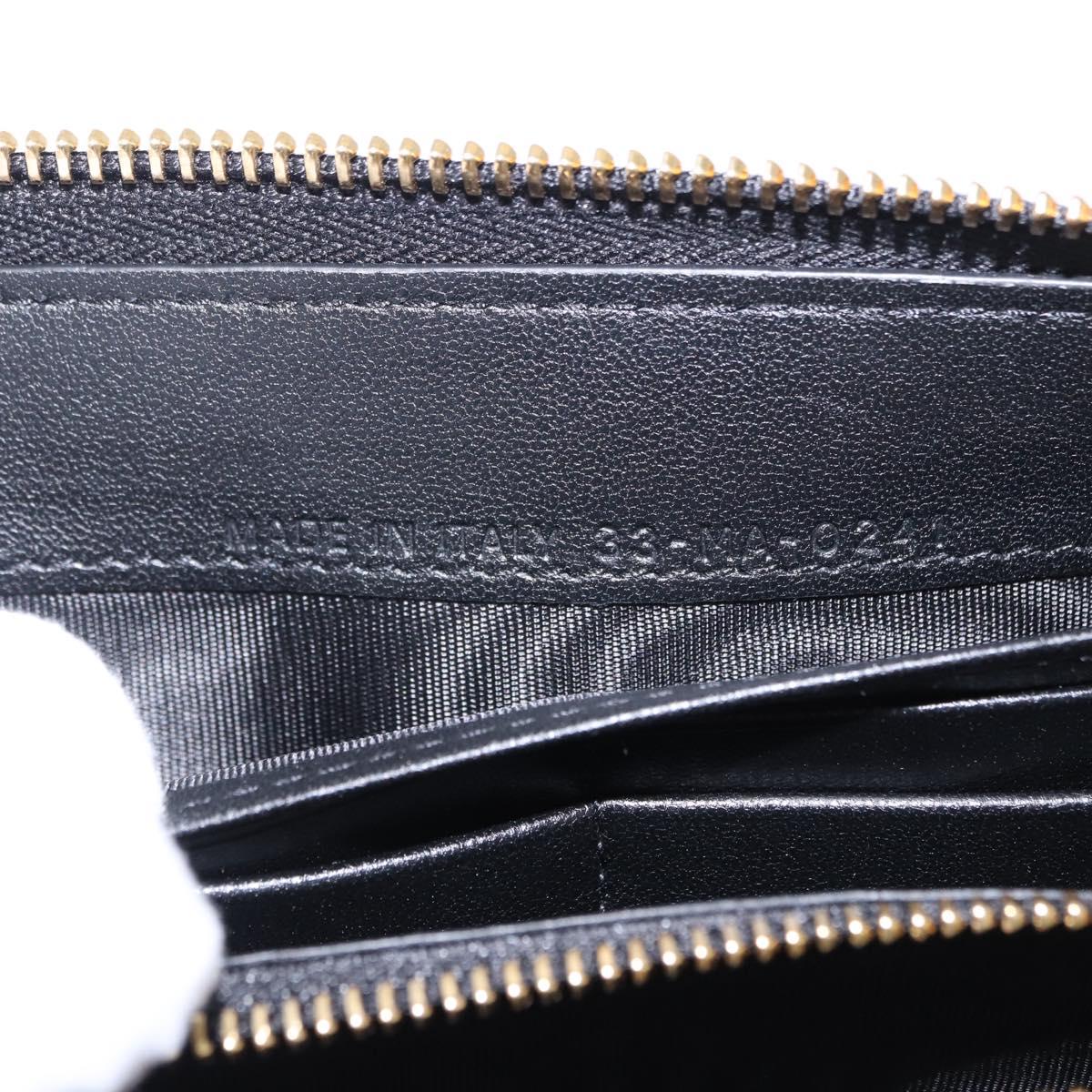 Christian Dior Lady Dior Canage Long Wallet Lamb Skin Black Gold Auth 191131M