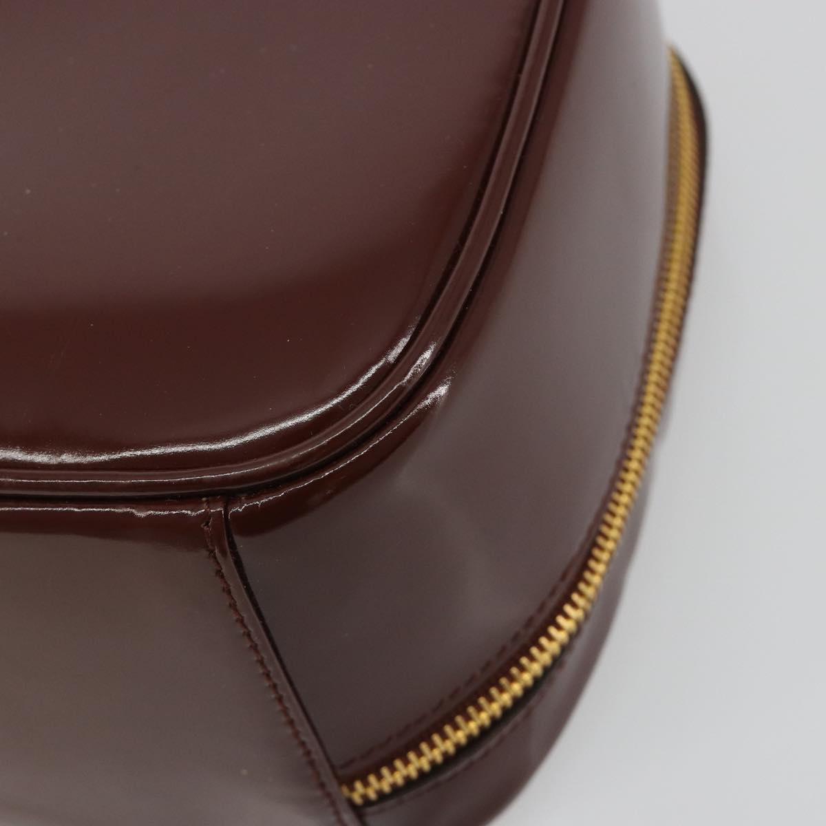 GUCCI Vanity Hand Bag Patent Leather Bordeaux Gold 000 270 0323 Auth 191132