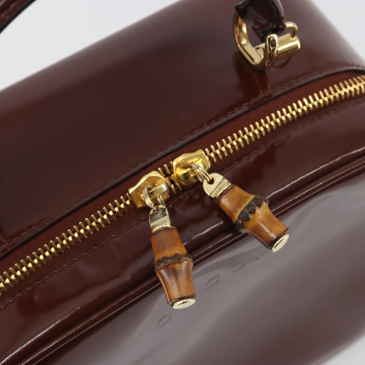 GUCCI Vanity Hand Bag Patent Leather Bordeaux Gold 000 270 0323 Auth 191132