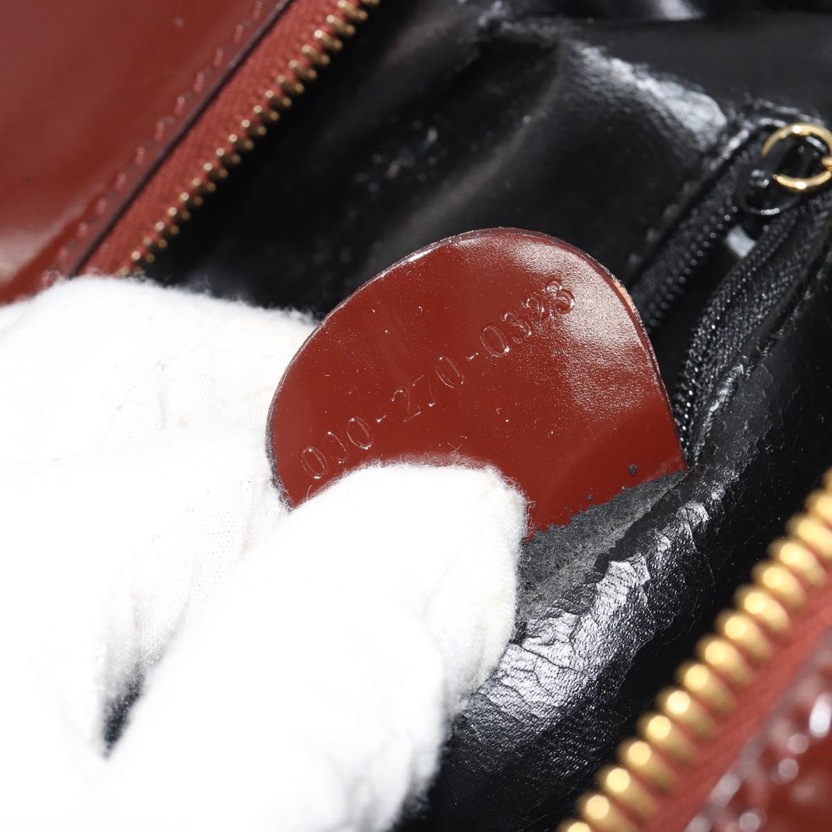 GUCCI Vanity Hand Bag Patent Leather Bordeaux Gold 000 270 0323 Auth 191132