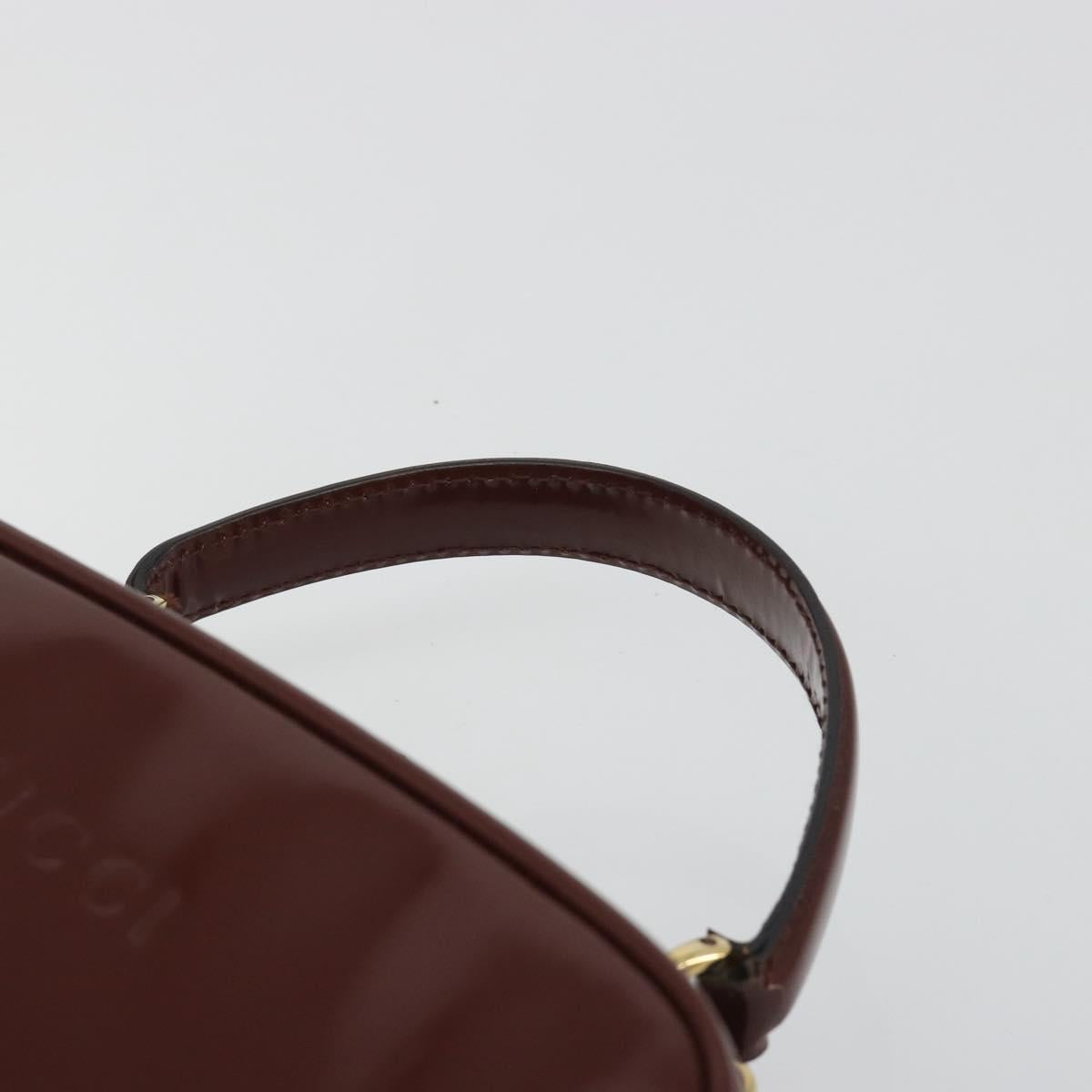 GUCCI Vanity Hand Bag Patent Leather Bordeaux Gold 000 270 0323 Auth 191132