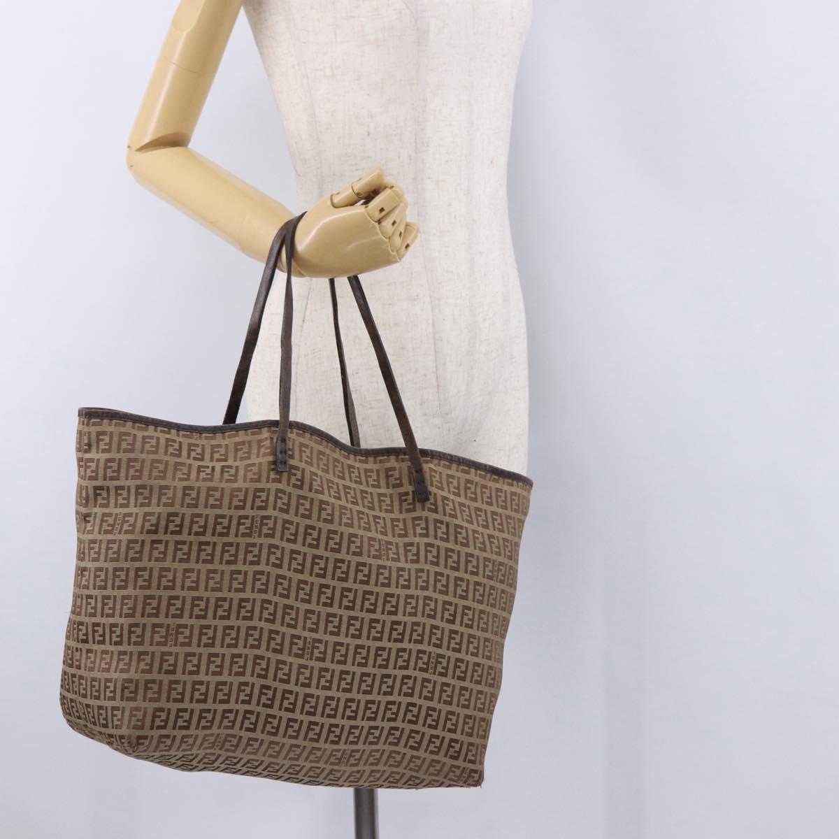 FENDI Zucchino Canvas Tote Bag Beige Auth 191133