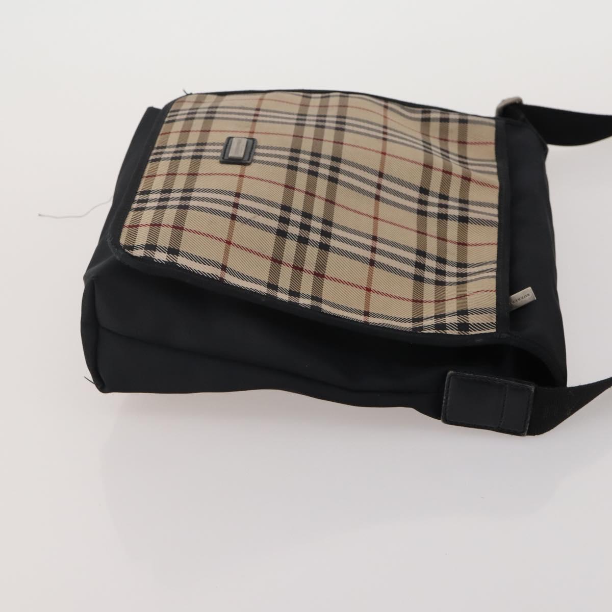 BURBERRY Nova Check Blue Label Bag Canvas nylon 4 Set Brown Beige Auth 191136