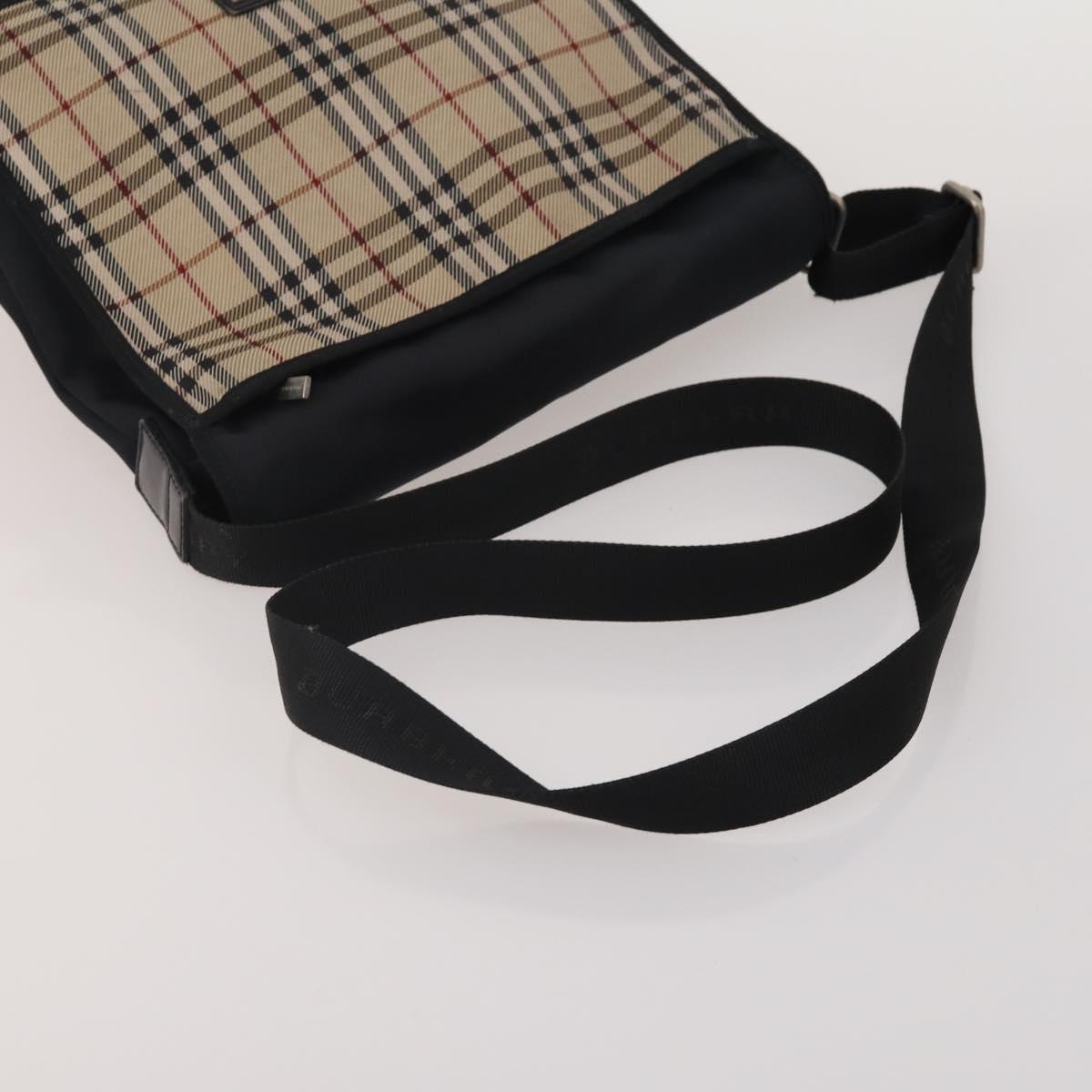 BURBERRY Nova Check Blue Label Bag Canvas nylon 4 Set Brown Beige Auth 191136