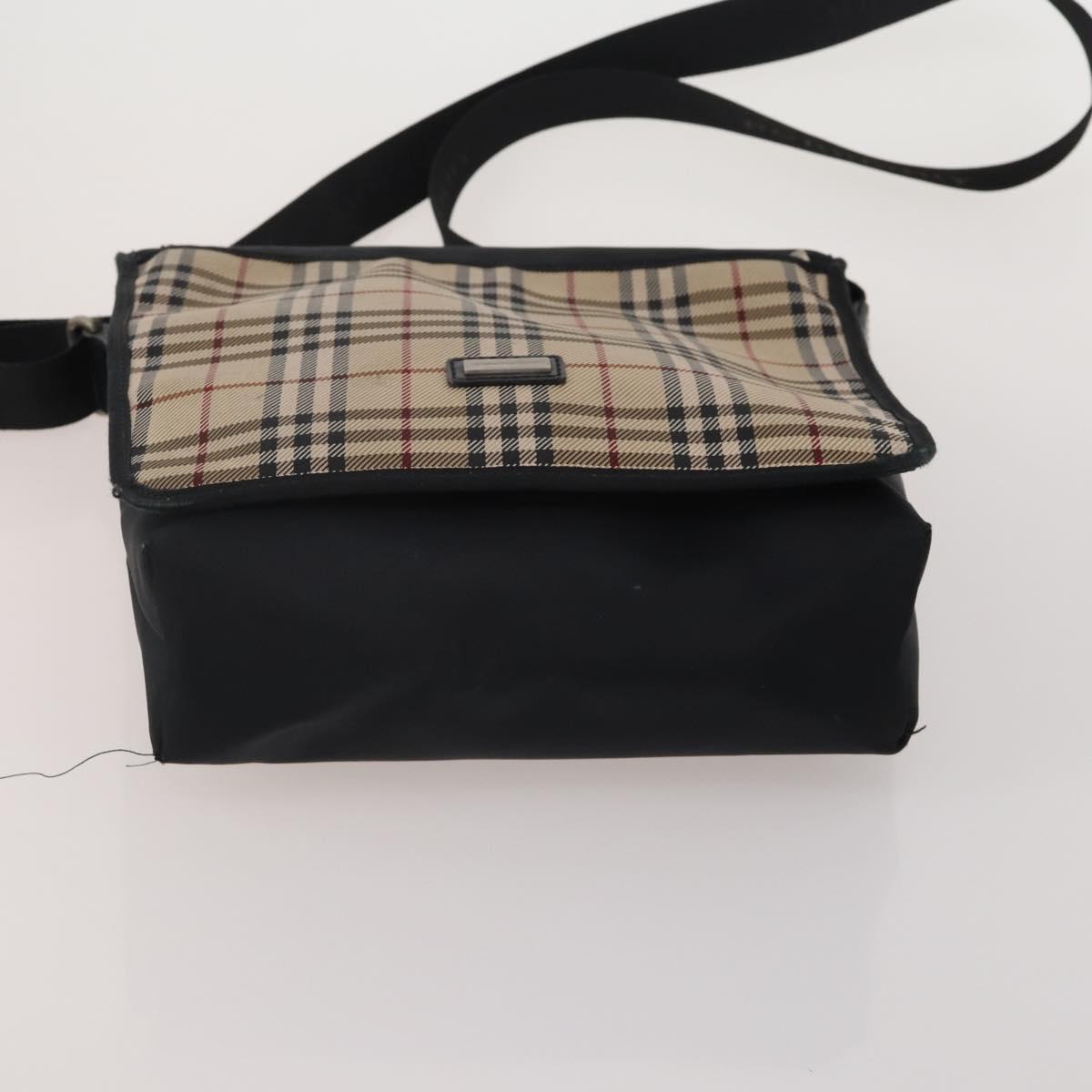 BURBERRY Nova Check Blue Label Bag Canvas nylon 4 Set Brown Beige Auth 191136