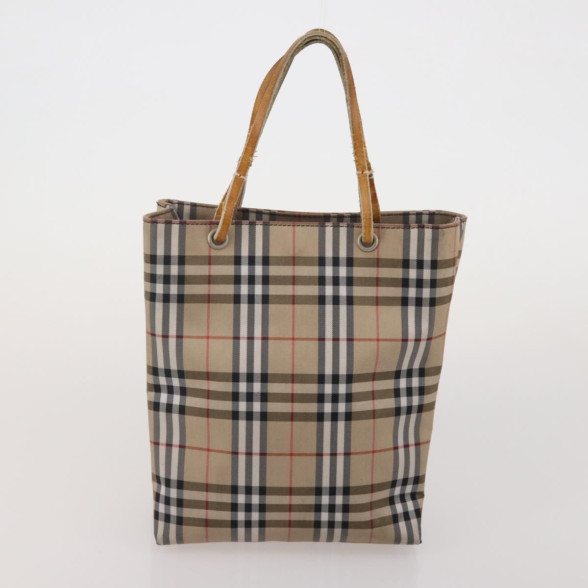 BURBERRY Nova Check Blue Label Bag Canvas nylon 4 Set Brown Beige Auth 191136