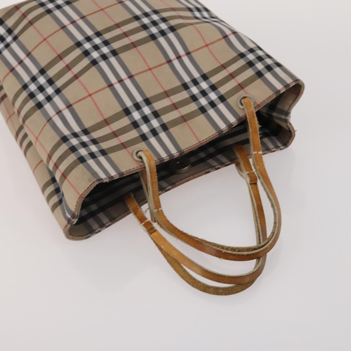 BURBERRY Nova Check Blue Label Bag Canvas nylon 4 Set Brown Beige Auth 191136