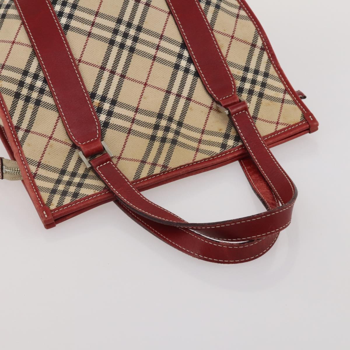 BURBERRY Nova Check Blue Label Bag Canvas nylon 4 Set Brown Beige Auth 191136