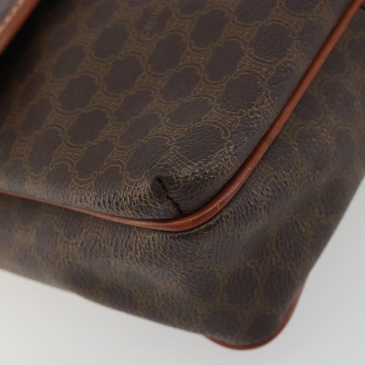 CELINE Macadam Canvas Shoulder Bag PVC Leather Brown Gold Auth 191139