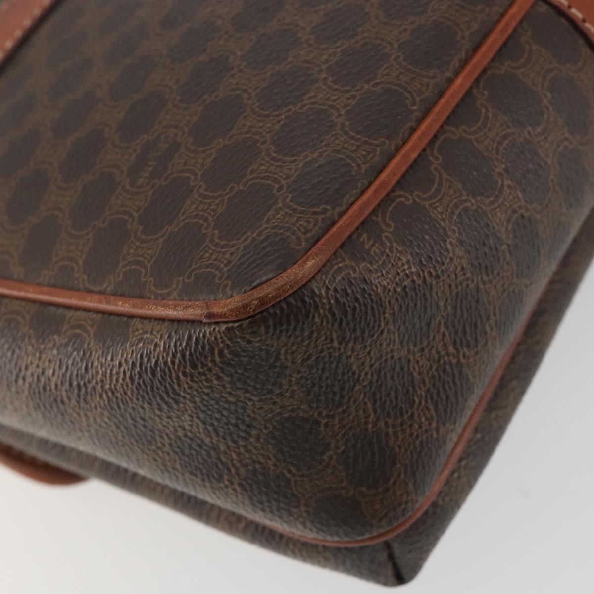 CELINE Macadam Canvas Shoulder Bag PVC Leather Brown Gold Auth 191139