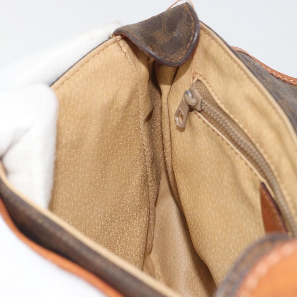 CELINE Macadam Canvas Shoulder Bag PVC Leather Brown Gold Auth 191139