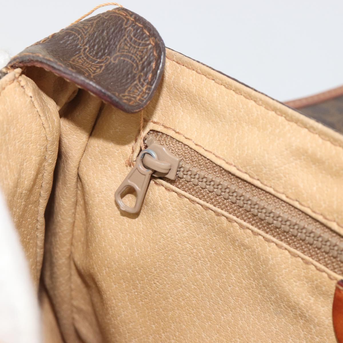CELINE Macadam Canvas Shoulder Bag PVC Leather Brown Gold Auth 191139