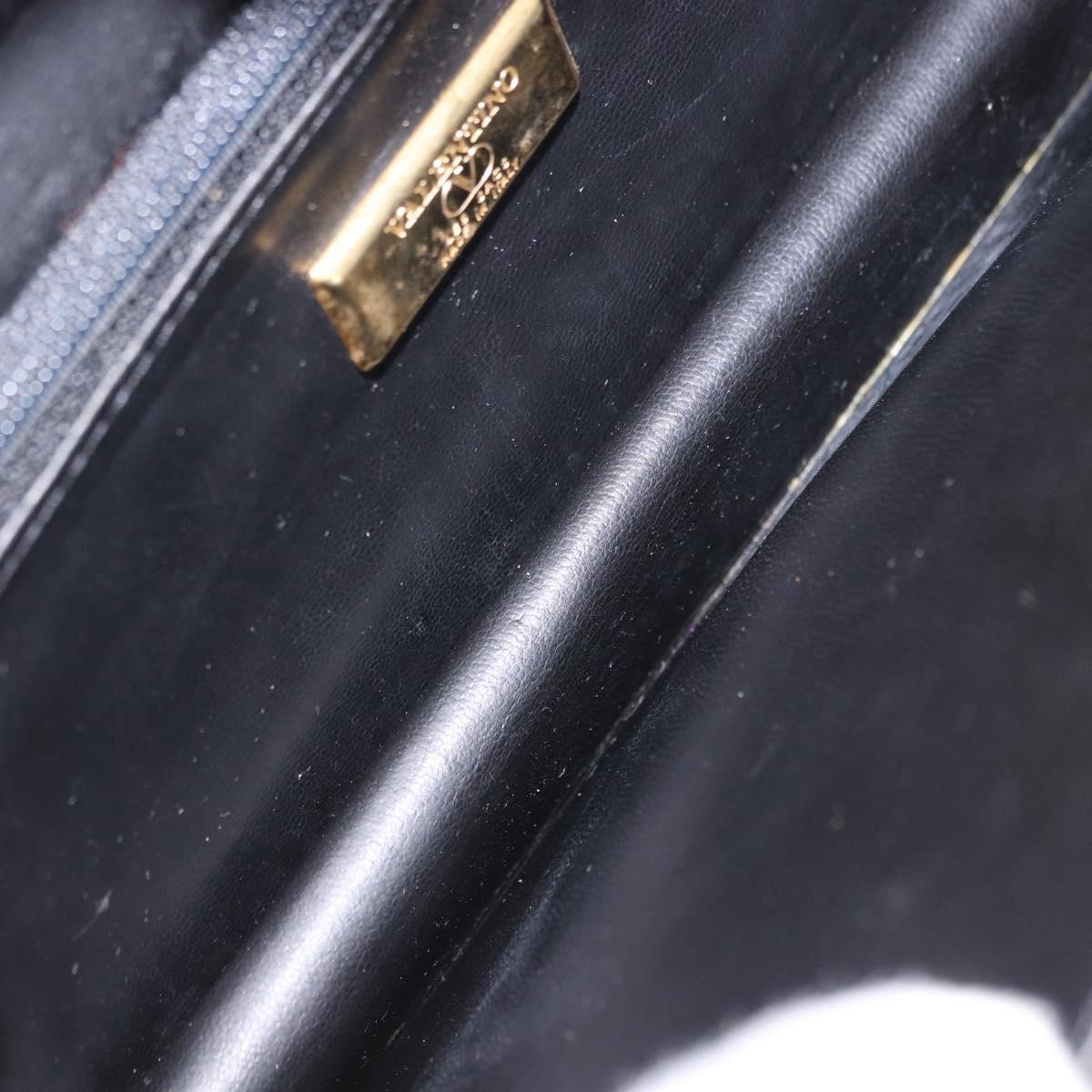 VALENTINO Clutch Bag Leather Black Gold Auth 191140