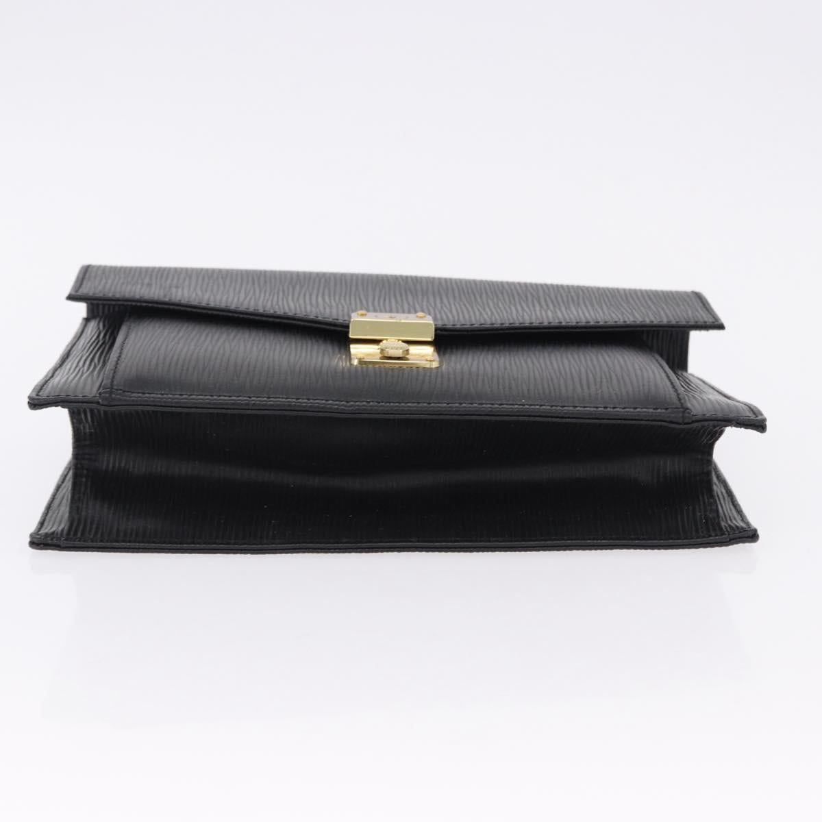 VALENTINO Clutch Bag Leather Black Gold Auth 191140