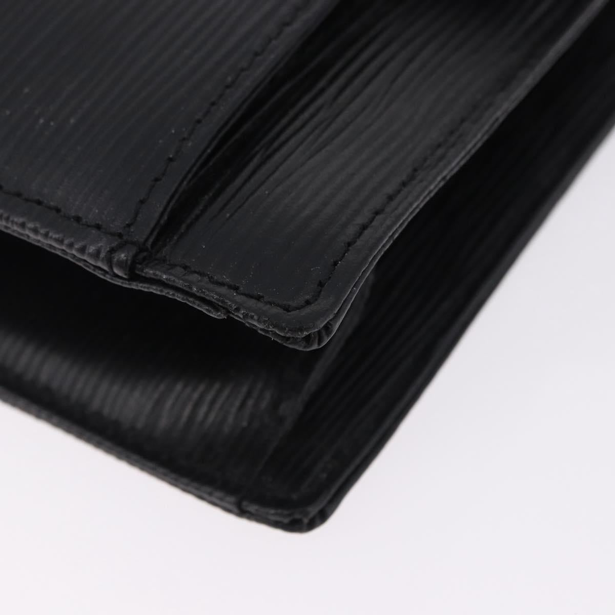 VALENTINO Clutch Bag Leather Black Gold Auth 191140