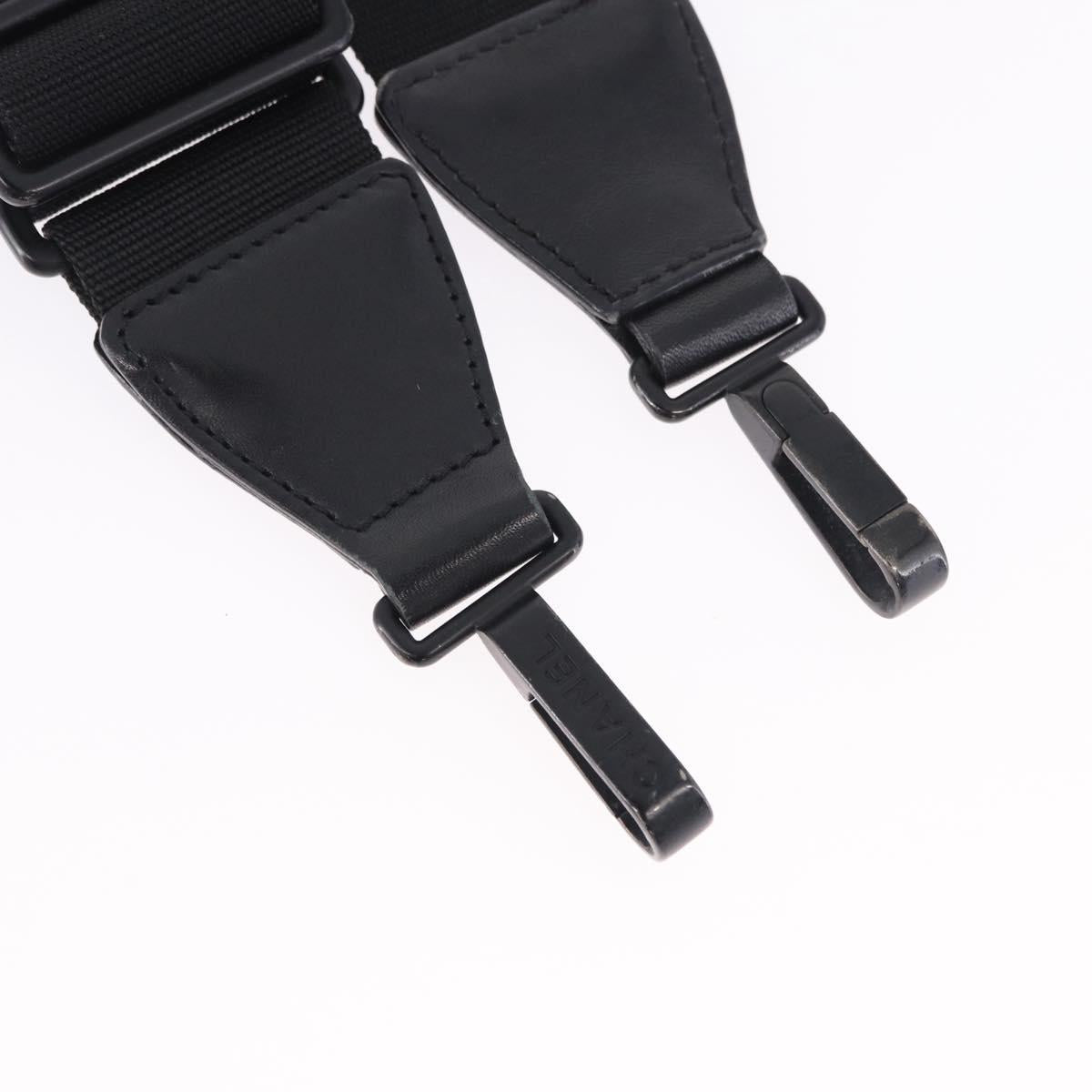 CHANEL Adjustable Shoulder Strap Canvas 31.5""-53.1"" Black CC Auth 191141