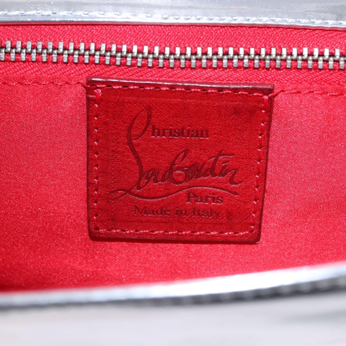 Christian Louboutin Clutch Bag Leather Silver Auth 191142