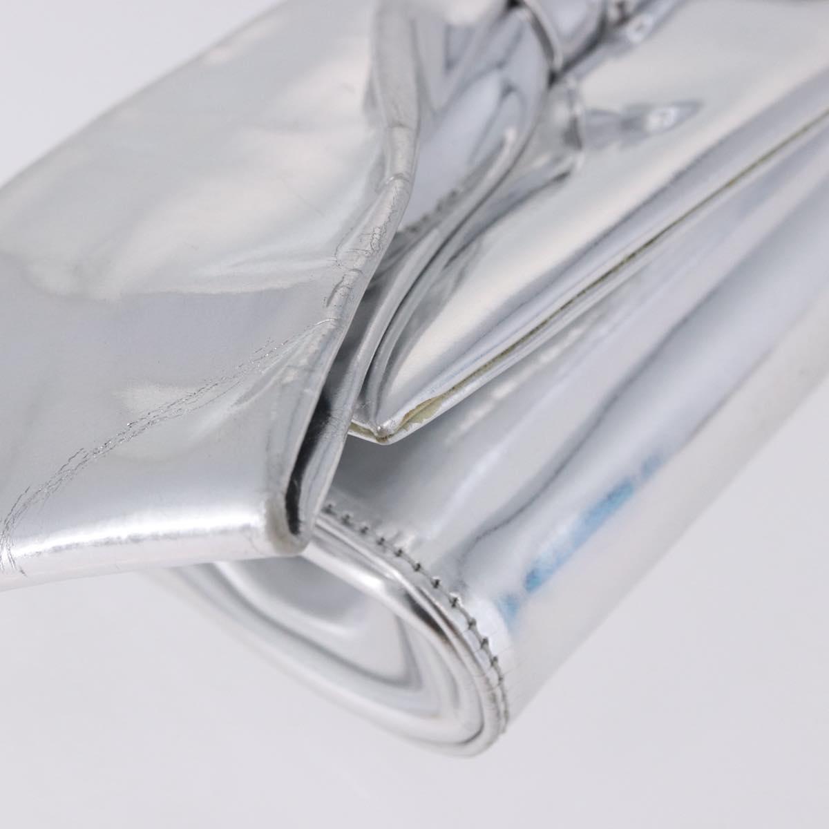 Christian Louboutin Clutch Bag Leather Silver Auth 191142