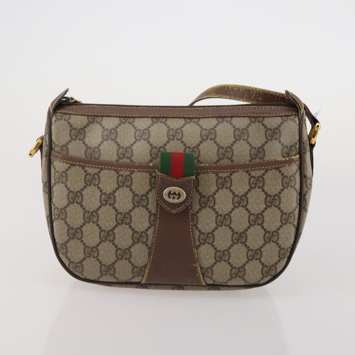GUCCI GG Supreme Shoulder Bag PVC 3 Set Beige Auth 191148