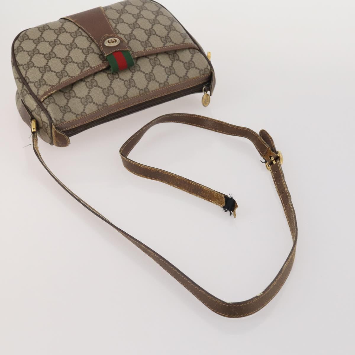 GUCCI GG Supreme Shoulder Bag PVC 3 Set Beige Auth 191148