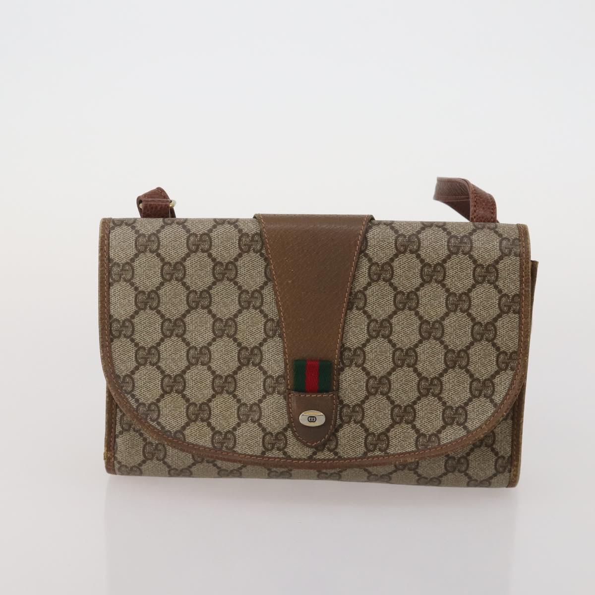 GUCCI GG Supreme Shoulder Bag PVC 3 Set Beige Auth 191148