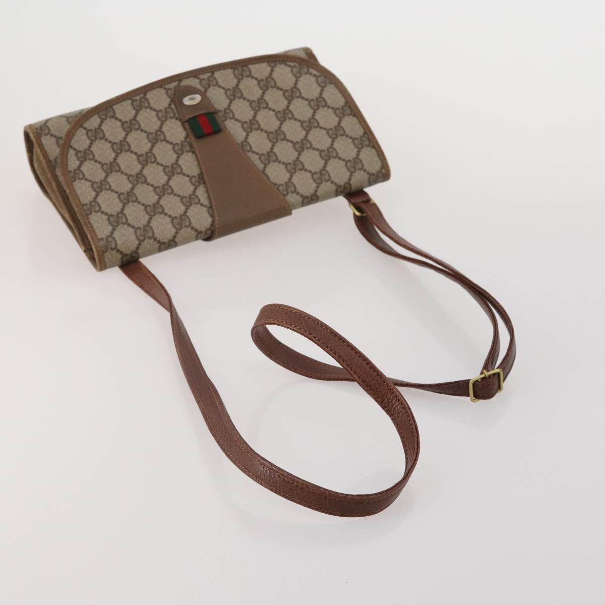 GUCCI GG Supreme Shoulder Bag PVC 3 Set Beige Auth 191148