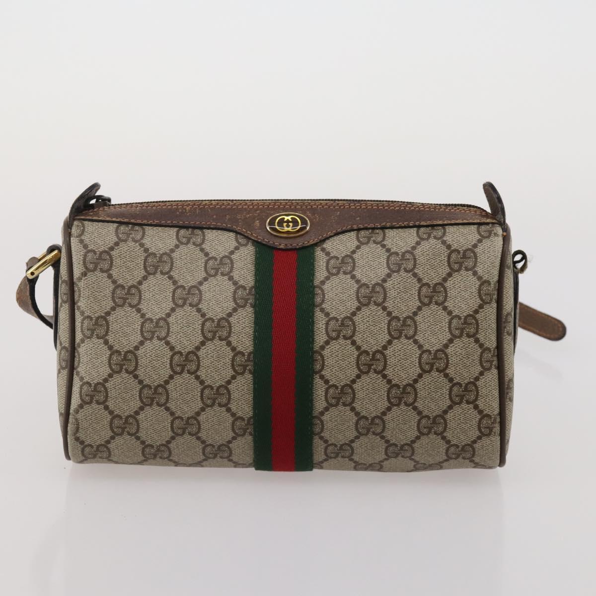 GUCCI GG Supreme Shoulder Bag PVC 3 Set Beige Auth 191148