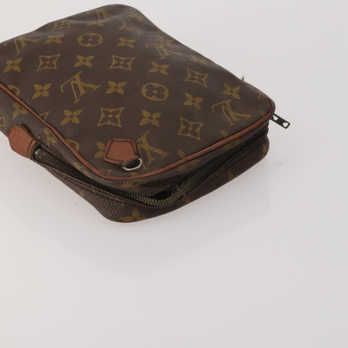 LOUIS VUITTON Monogram Clutch Bag Nylon Leather 5 Set Green Beige LV Auth 191149