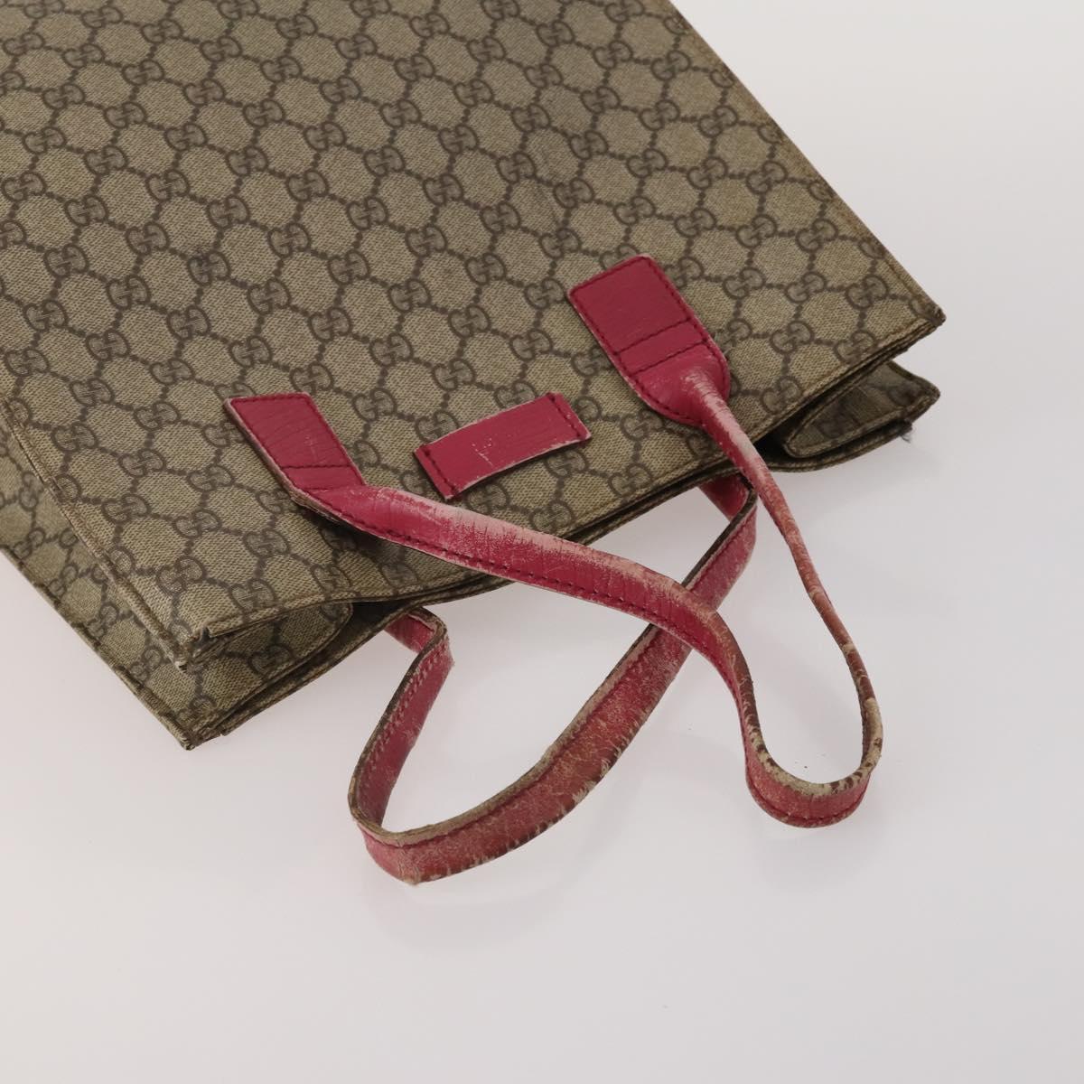 GUCCI GG Supreme GG Canvas Shoulder Bag PVC 5 Set Beige Auth 191152