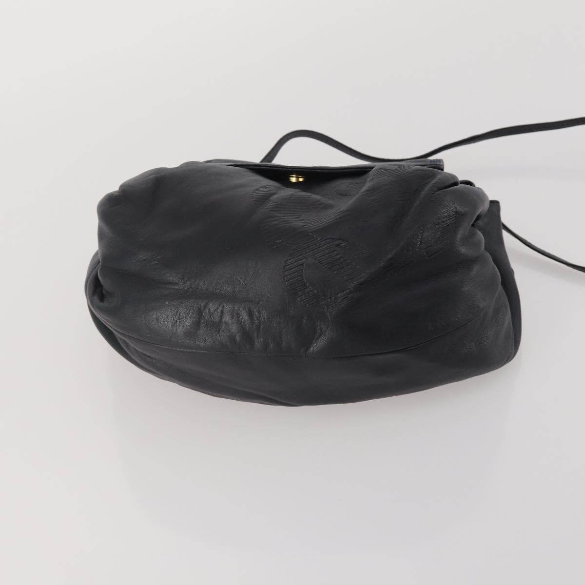 LOEWE Shoulder Bag Leather Canvas 3 Set Black Orange Auth 191153