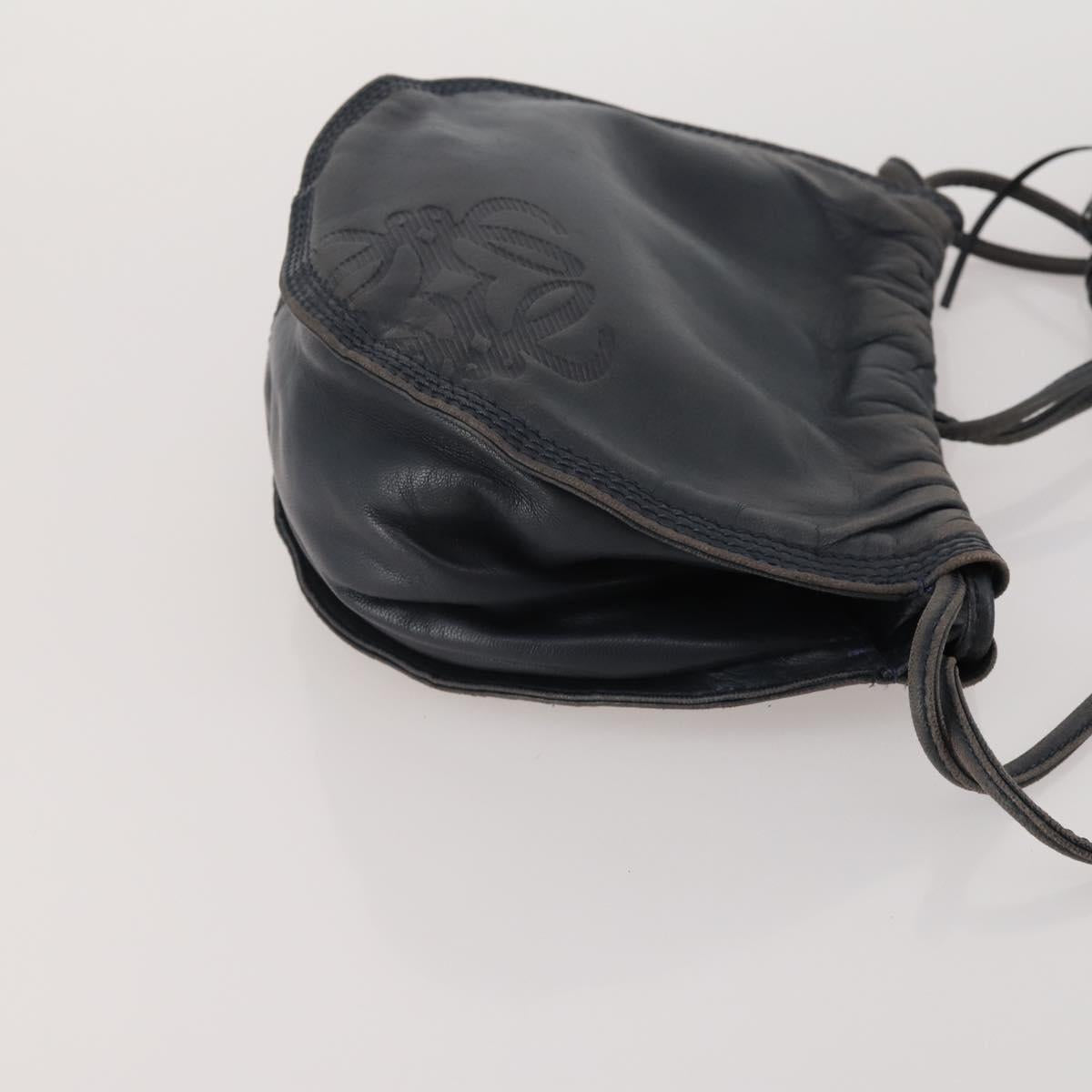 LOEWE Shoulder Bag Leather Canvas 3 Set Black Orange Auth 191153
