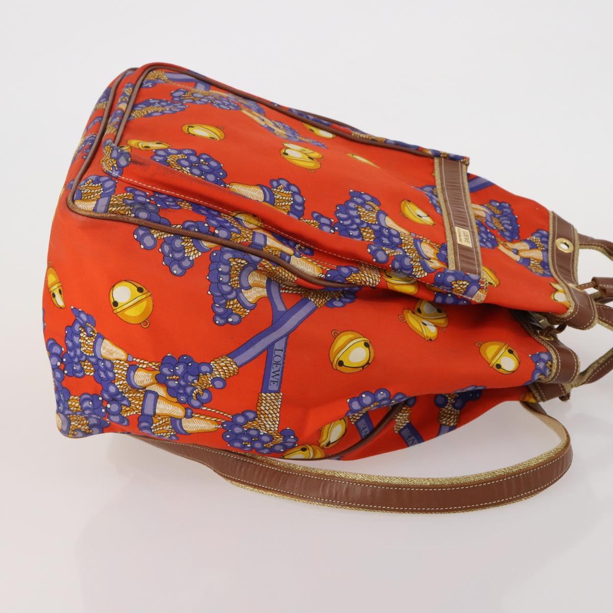 LOEWE Shoulder Bag Leather Canvas 3 Set Black Orange Auth 191153