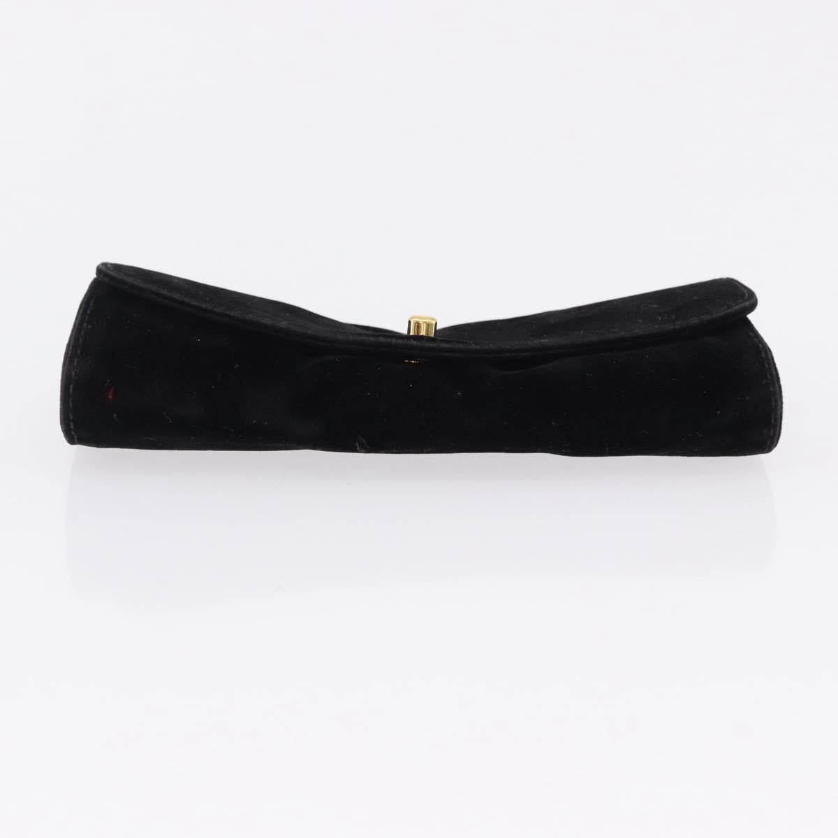 CHANEL Jewelry Case Velor Black Gold CC Auth 191156A