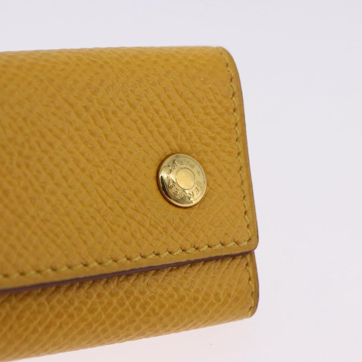 HERMES Serie Key Case Leather Courchevel Yellow Auth 191163M