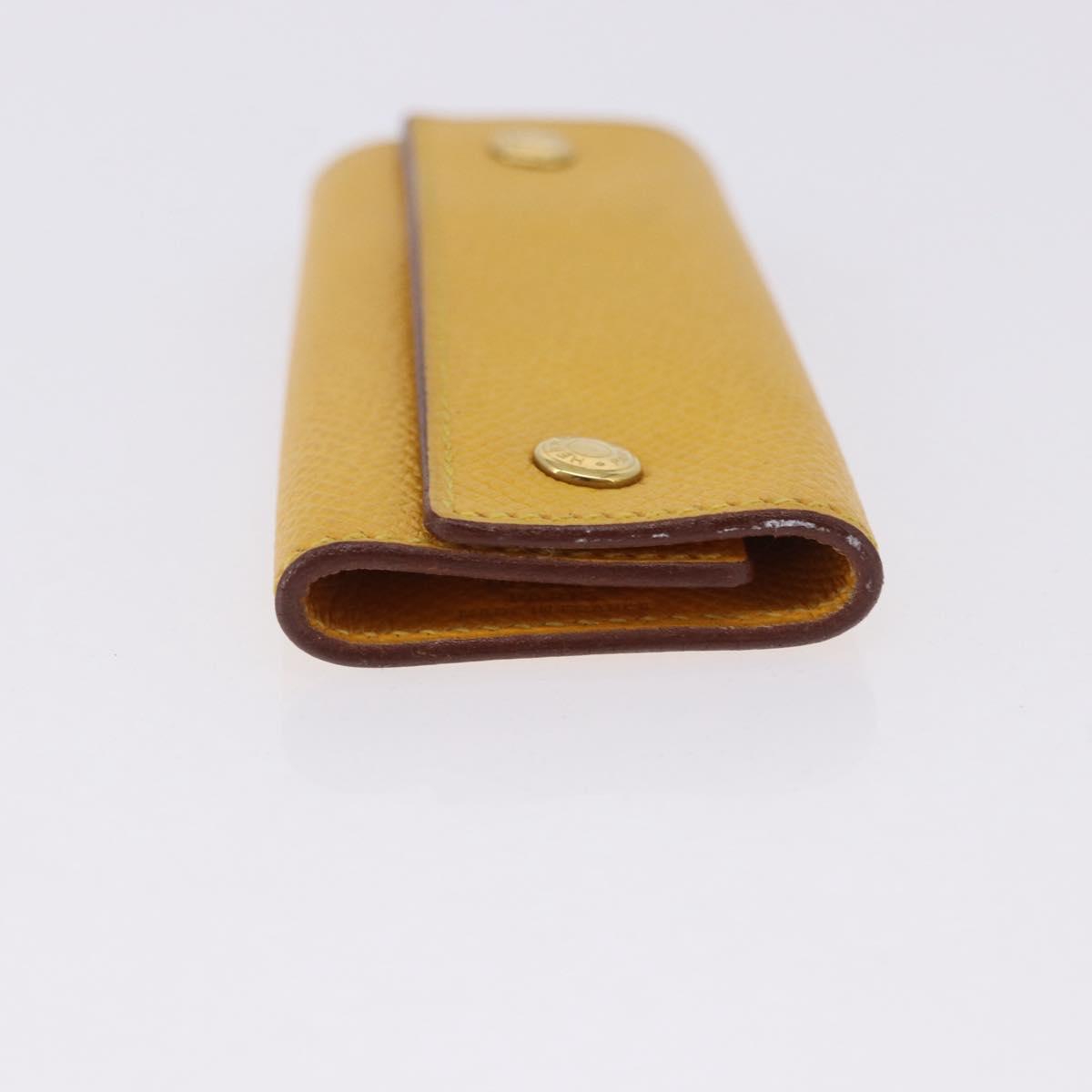 HERMES Serie Key Case Leather Courchevel Yellow Auth 191163M