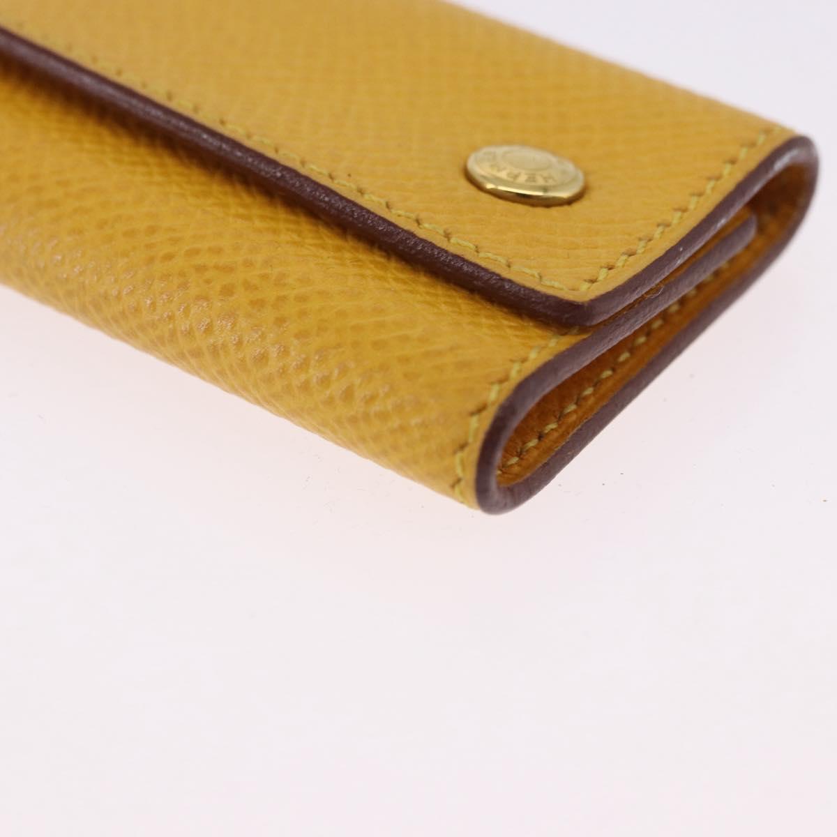 HERMES Serie Key Case Leather Courchevel Yellow Auth 191163M