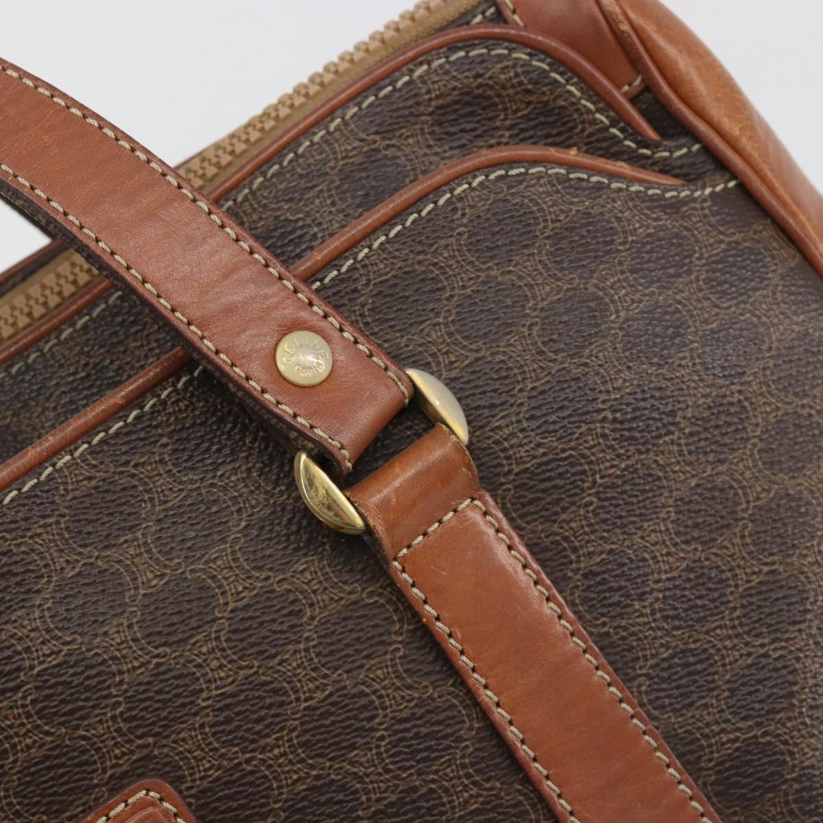 CELINE Macadam Tote Bag PVC Leather Brown Gold Tone Auth 191179