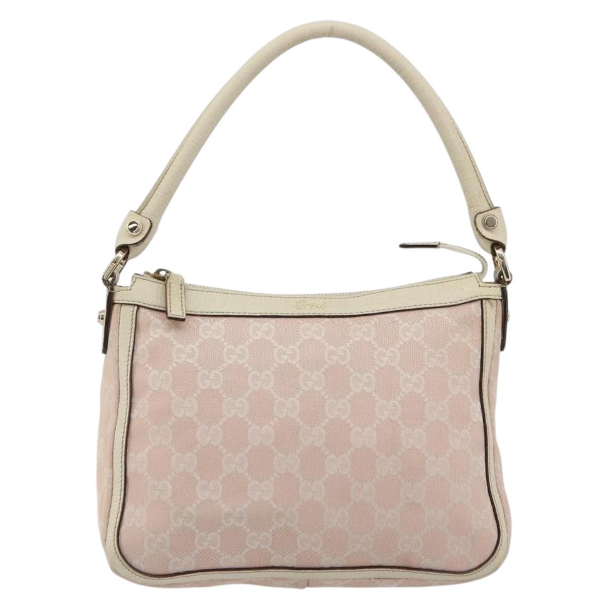GUCCI GG Canvas Shoulder Bag Pink Gold 146244 Auth 191250A