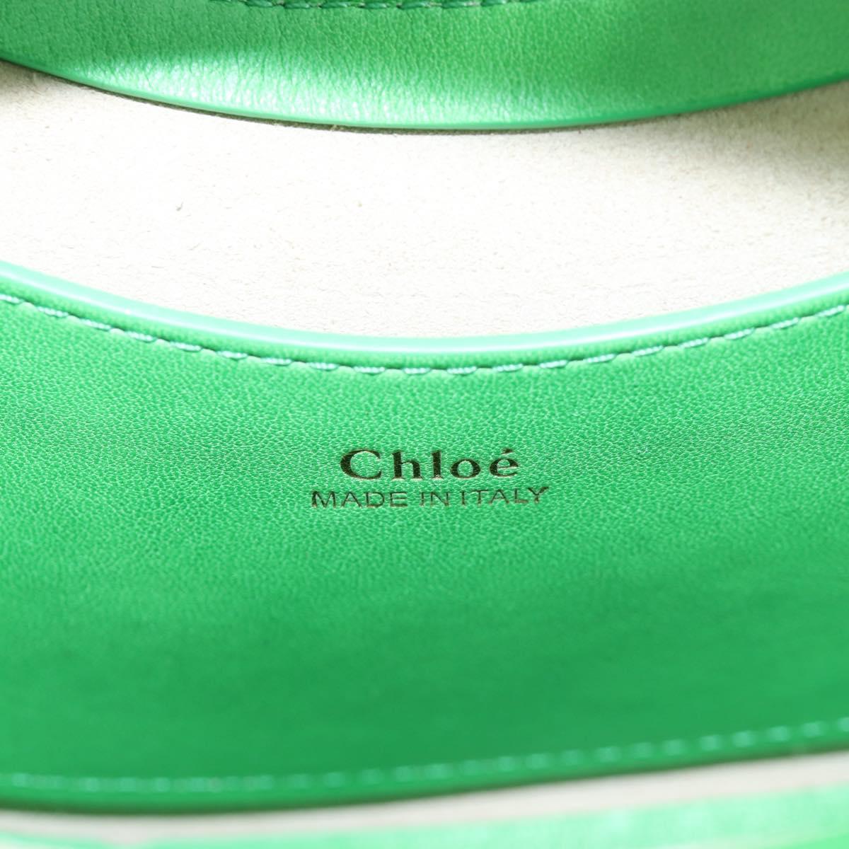 Chloe Kiss Shoulder Bag Leather 2way Green Gold Auth 191257V