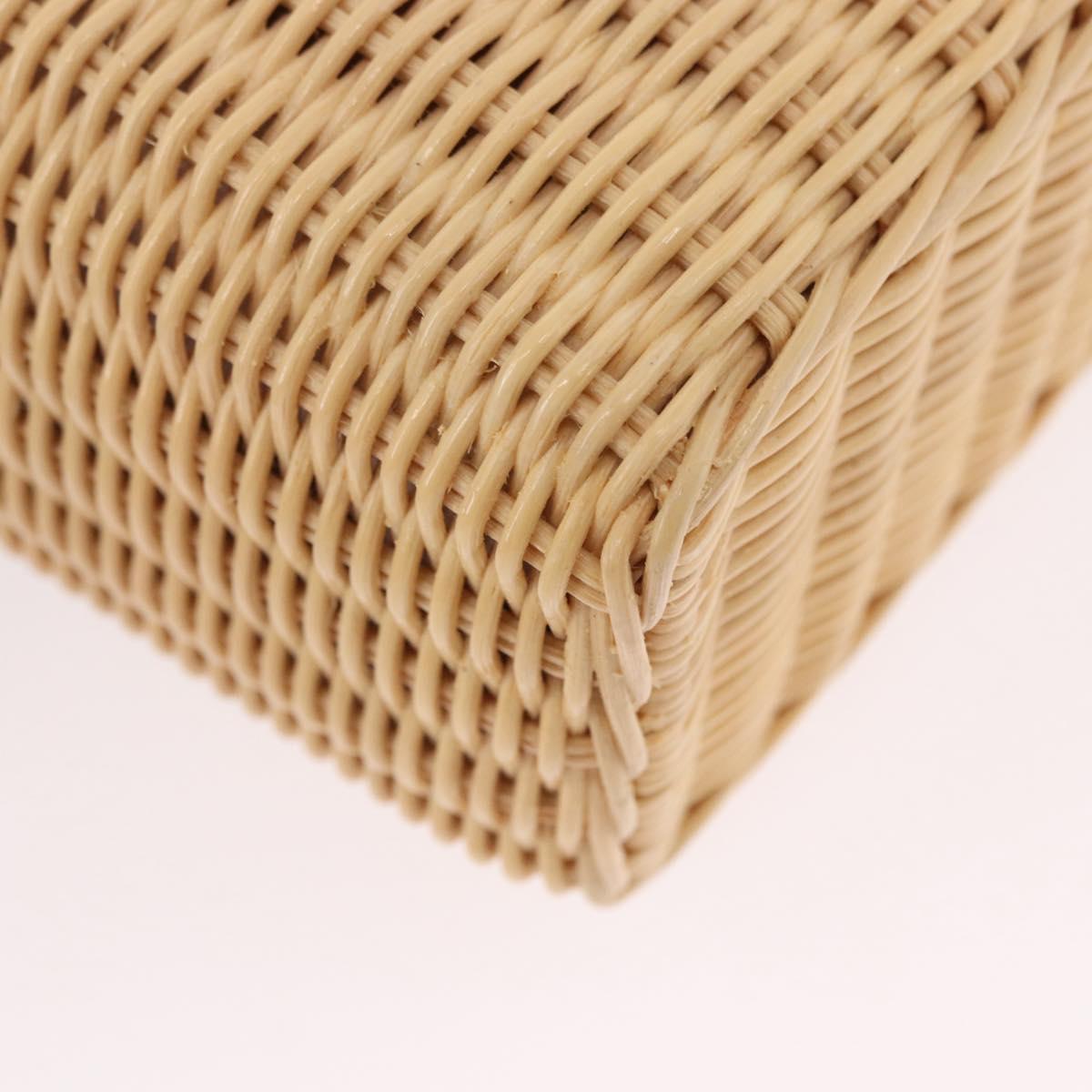 PRADA Wicker Hand Bag Rattan 2way Beige Gold Auth 191258SAM