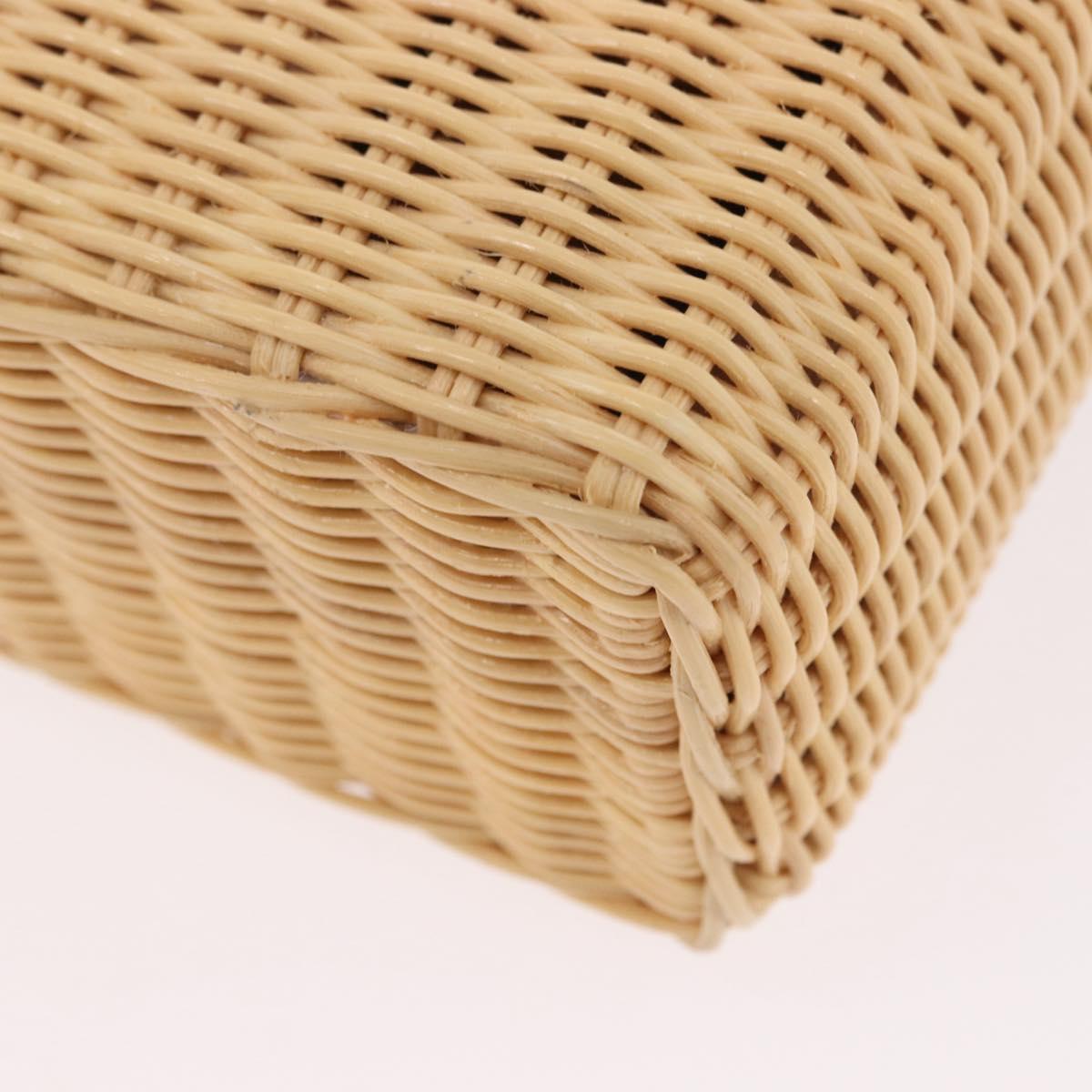 PRADA Wicker Hand Bag Rattan 2way Beige Gold Auth 191258SAM
