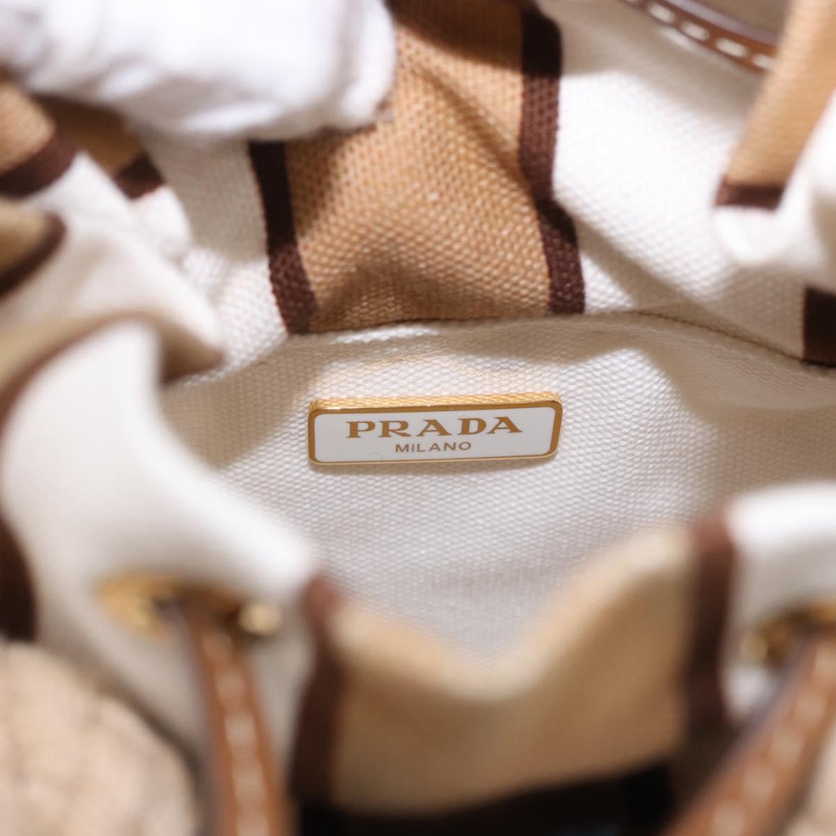 PRADA Wicker Hand Bag Rattan 2way Beige Gold Auth 191258SAM