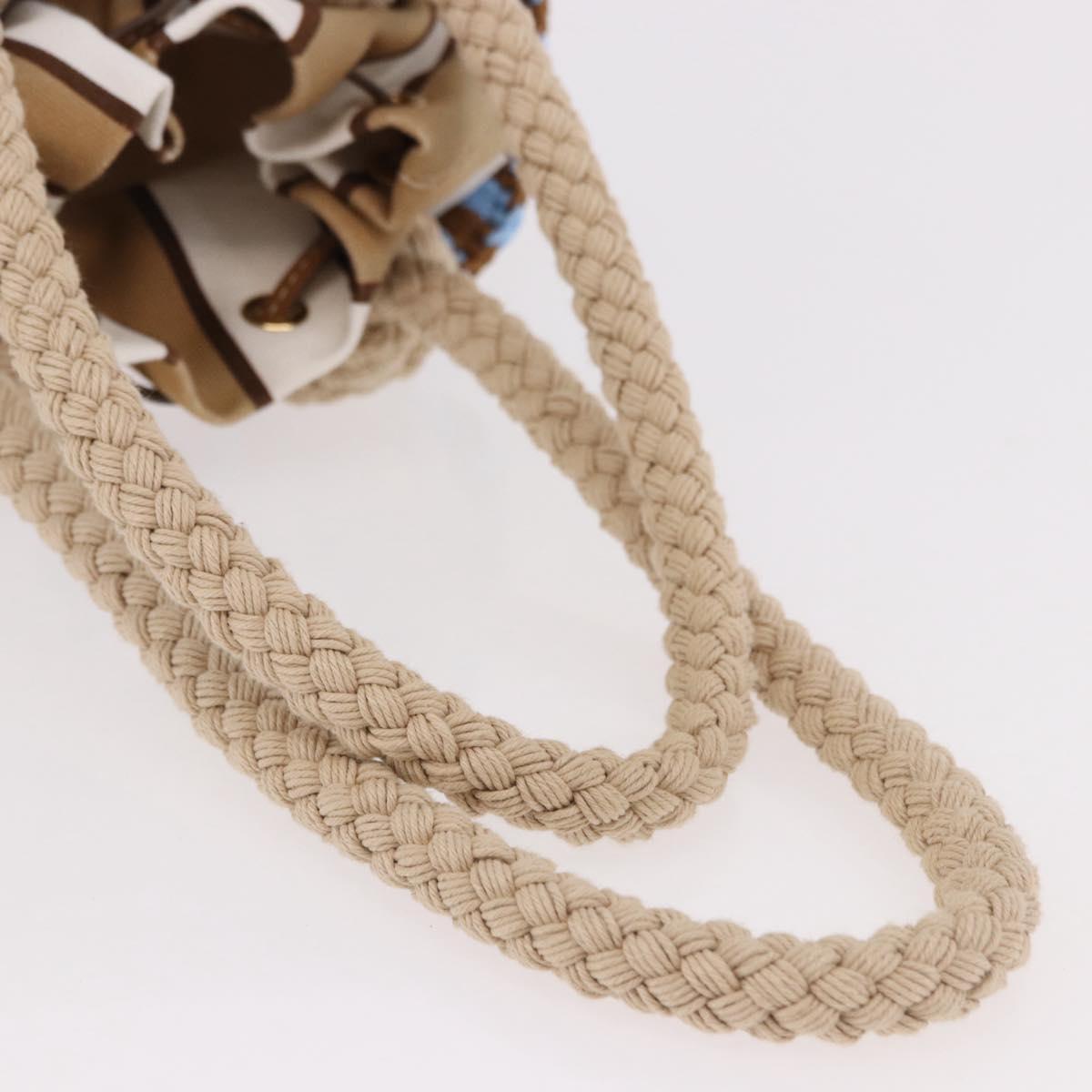 PRADA Wicker Hand Bag Rattan 2way Beige Gold Auth 191258SAM