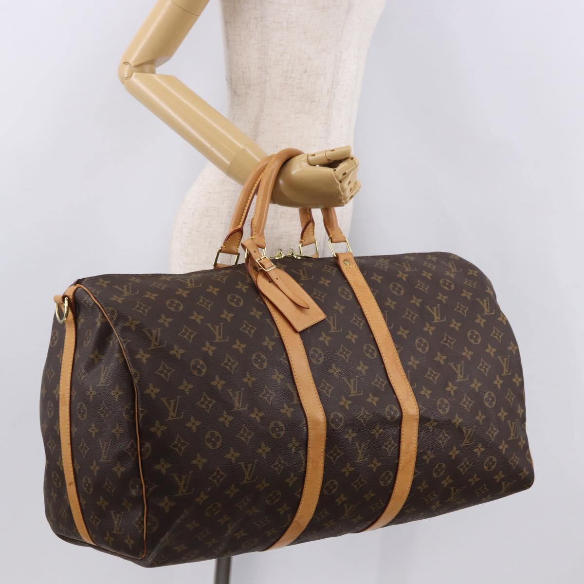LOUIS VUITTON Monogram Keepall Bandouliere 55 Boston Bag M41414 LV Auth 191259A