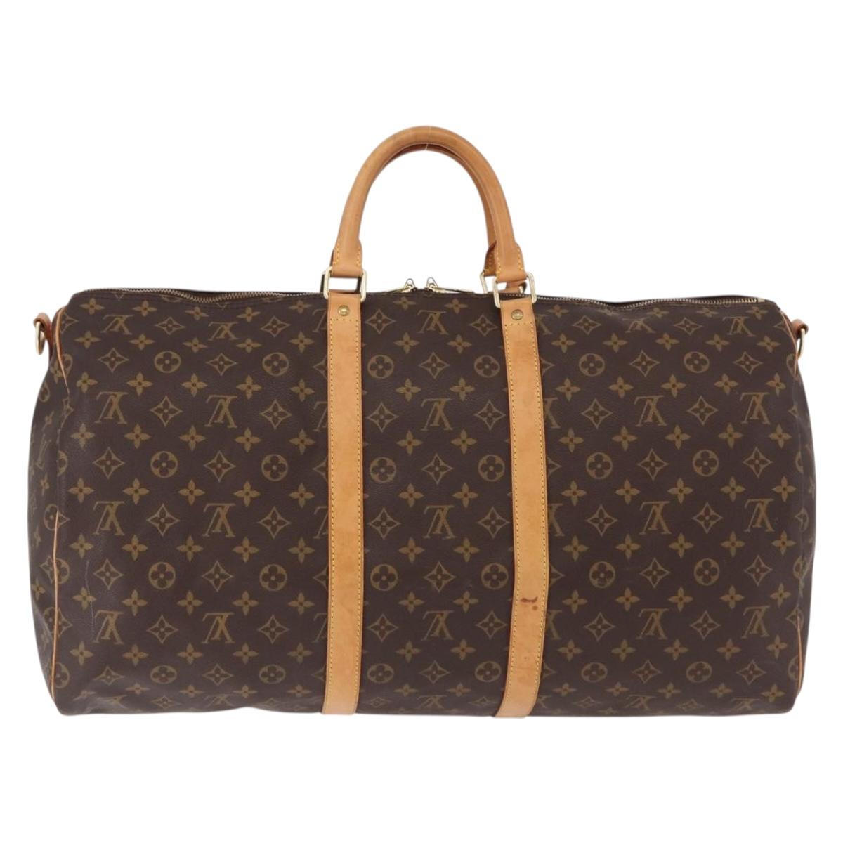 LOUIS VUITTON Monogram Keepall Bandouliere 55 Boston Bag M41414 LV Auth 191259A
