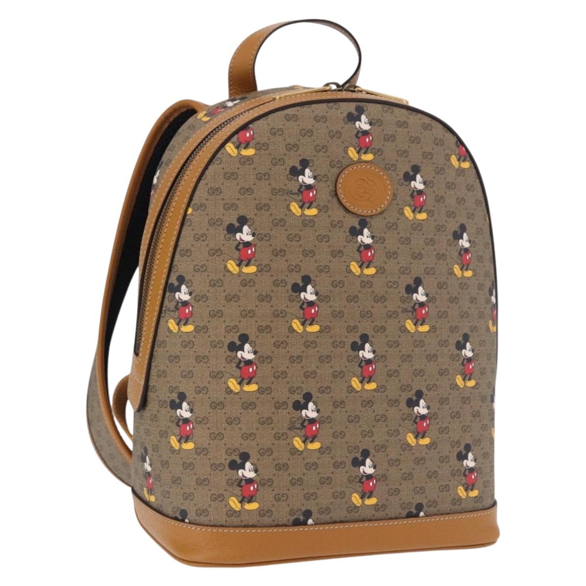 GUCCI Micro GG Supreme Disney Backpack PVC Beige Gold 552884 Auth 191262SAM