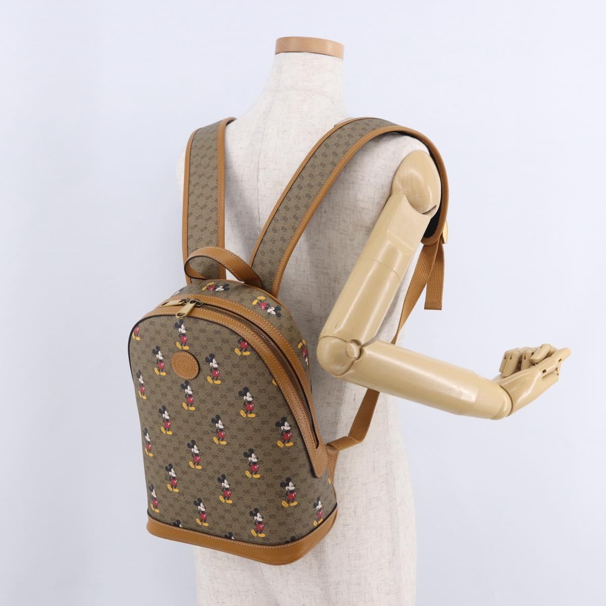 GUCCI Micro GG Supreme Disney Backpack PVC Beige Gold 552884 Auth 191262SAM