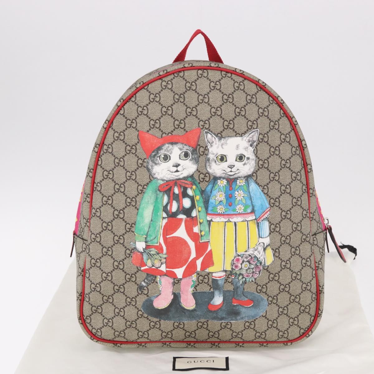 GUCCI GG Supreme Backpack PVC Beige Silver 501976 Auth 191263SM