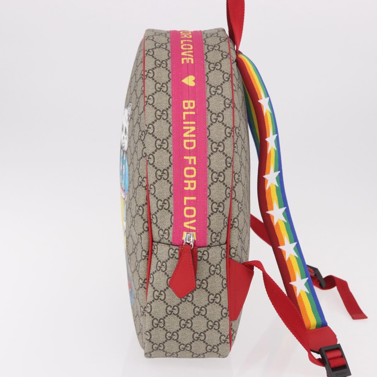 GUCCI GG Supreme Backpack PVC Beige Silver 501976 Auth 191263SM